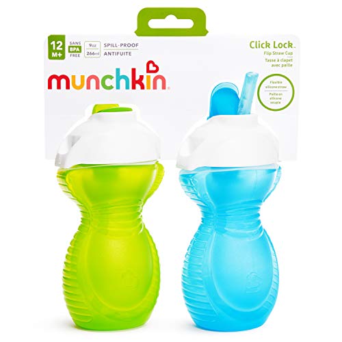 Munchkin® Kliknite Lock™ Flip Slamnata Šolja Za Malu Djecu, 9 Unci, 2 Pakovanja, Plavo / Zeleno