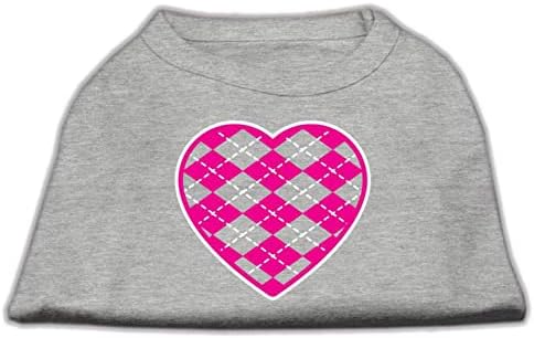 Mirage Pet Products Argyle Heart Pink Screen Print Shirt purpurne XXXL