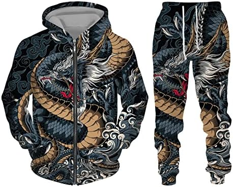 Remhumhai muške 3D ispisane zmajeve zmajske dukseve dukserice postavilo muške zmajeve trenerke / pulover / jakne / hlače