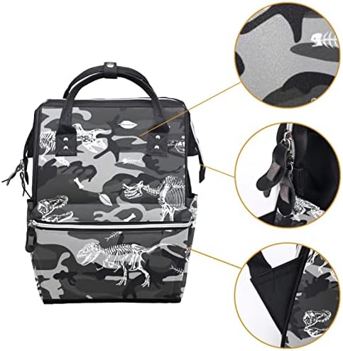Guerotkr Travel Backpack, Bag za pelene, Backpack Pelenerine, Dinosaur lobanja kosti siva