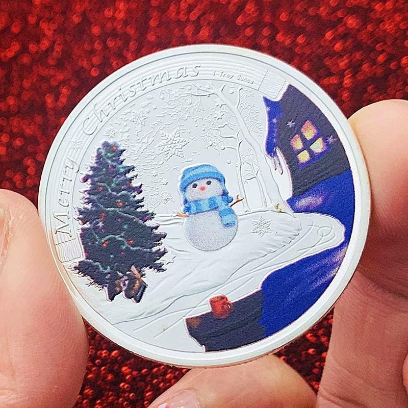 Božićni snjegović obojen srebrnim pozlaćenim djecom Zlatni novčići Medaljon Božićno stablo igrati kovani