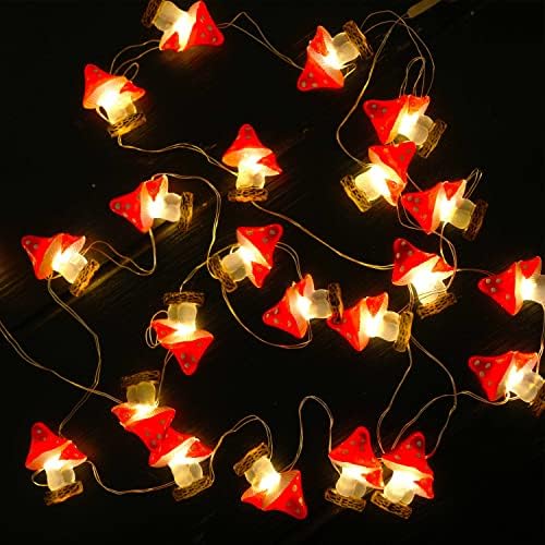 Cynzia Mushroom Decor žičana svjetla, 40led 13ft estetska svjetla Božićna svjetla na baterije, svjetla za