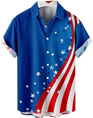 BMISEGM majice muške muške modne neovisnosti zastava 3D digitalni tisak Personalizirani modni rever ovratnik