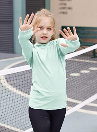 Zaclotre Kids UPF50 + Sunčana majica Djevojke Brzo suho moglo zaštititi odjeću Atletski kapuljač sa ubacačima