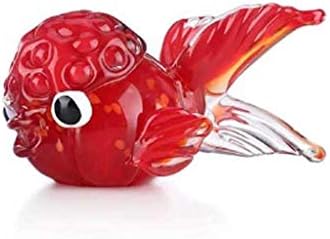 Wjccy Glass Fish s glavom u obliku lava u obliku glave rukom, umjetnička umjetnost morska figurica figurica kućna kancelarija Dekor kućnog ukrasa