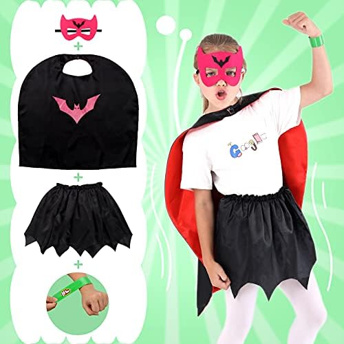 Kuaima superherojski ogrtači i maske za djevojčice-djecu Halloween Cosplay oblače kostime sa suknjom i narukvicama