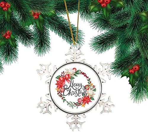 Akvarel Božićni vijenac Božićno stablo ukras 2022 vijenac Božićni ukrasi snježne pahuljice Ornament Metal