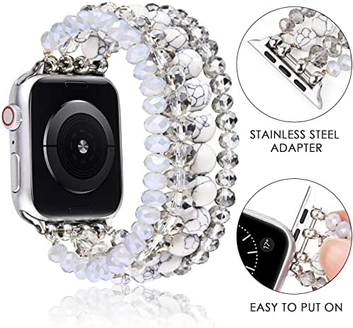 Cagos perle kompatibilan sa Apple Watch Bands 49mm 45mm 44mm 42mm 41mm 40mm 38mm Ultra Series 8 / 7/5/1 / 4/3/2 / 1 / SE, Glitter Stretchy narukvica Boho Dressy Trake za žene