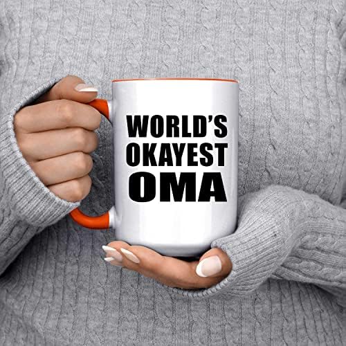 Designsify World's Okayest Oma, 15oz Accent šolja za kafu narandžasta keramička šolja za čaj sa ručkom,