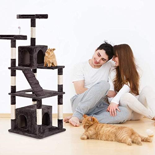 BestPet Cat Tree Tower Condo plišano igralište za mačke na više nivoa sa igračkom i stubom za grebanje, 64
