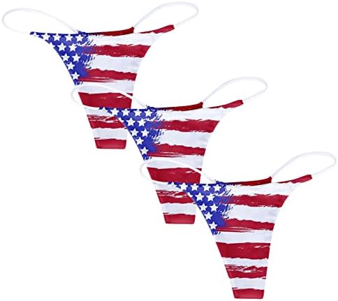 Bikini gaćice za žene pakiranje od 3 visokog reza SAD 4. srpnja Stretch remen G-string nizak u SAD-u u SAD-u