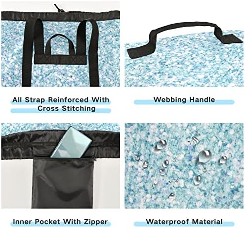 VIGTRO Blue Bling sjajna torba za veš prenosiva sa podesivim trakama za ramena i vezicom, Magic Glitter