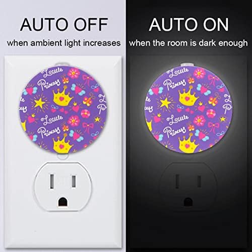 2 paketa Plug-in Nightlight LED Night Light princeza ljubičasta sa senzorom sumraka do zore za dečiju sobu,