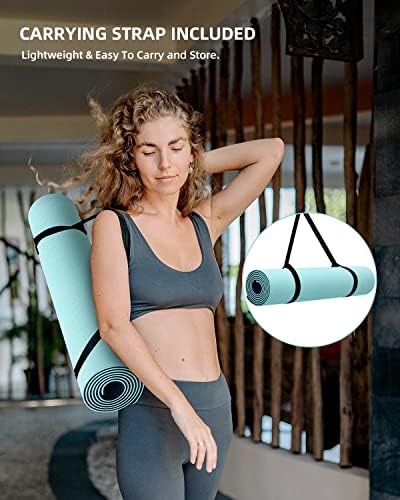 Yoga Mat za žene i muškarce, Premium dvostrana neklizajuća Vježba debljine 6 mm & podloga za fitnes, Eco