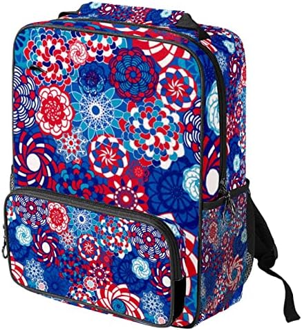 VBFOFBV putni ruksak, ruksak za laptop za žene muškarci, modni ruksak, plava crvena Dahlia Retro etnička
