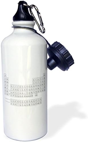 3drose periodična tablica elemenata, crna i boca za sportsku vodu, 21 oz, bijela