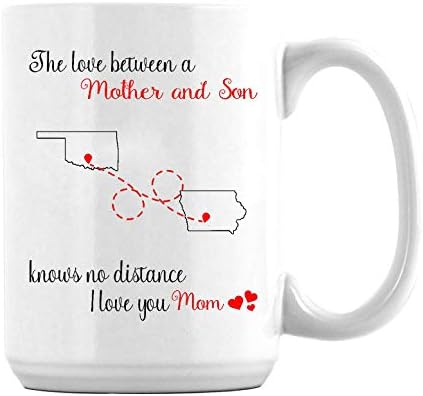 Mama šolja pokloni za mamu od kćeri ili sina Oklahoma State I Iowa država ljubav između majke i sina ne