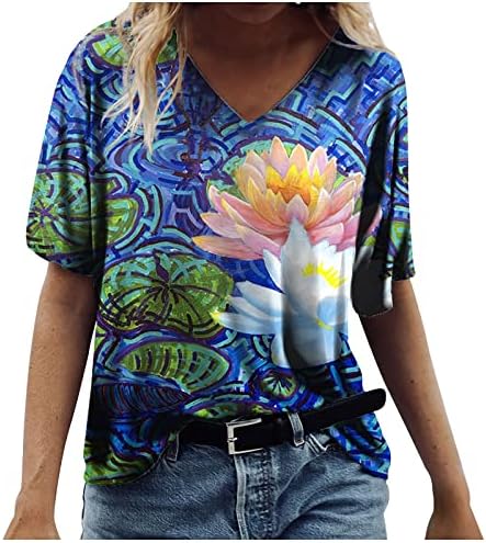 NOKMOPO ženske košulje i bluze seksi Moda Casual Plus Size cvijeće štampanje okruglog vrata T-Shirt Tops