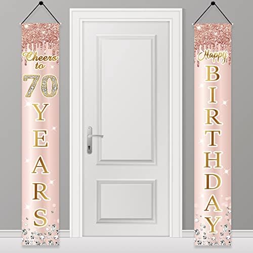 Ukrasi za 80. rođendan baner za vrata za žene, ružičasto ružičasto zlato živjeli do 80 godina rođendanske