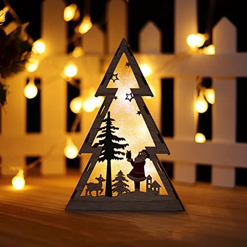 Božićni drveni ukras toplih tablice Božićni ukrasi Božićna oblika drveća Drvena noćna svetla užarenu božićno