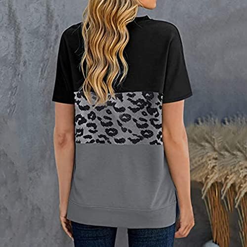 Leopard Print Color Boolov ubojice Žene vrhovi labavi montirani kratki rukav majica Žena Crewneck majica
