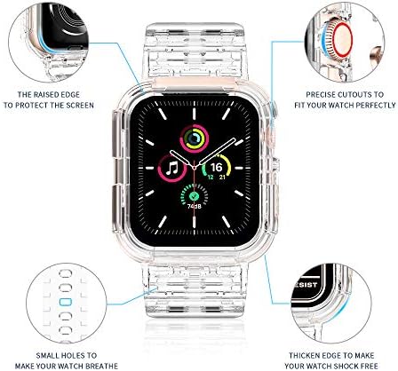 Clear Watch Band za Apple Watch 42mm 44mm 45mm Transparent SPORTSER BAND s remenom za zamjenu slučajeva