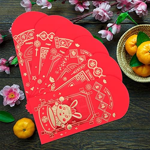 Aboofan poklon papirne kese koverte 24kom kineske Nove godine crvene koverte Kineski zec crvena koverta Hong Bao poklon Lucky Money džepne Mini poklon torbe za Proljetni Festival kineska Nova godina djeca pokloni