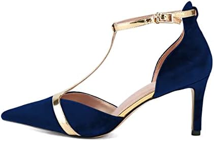 XYD ženske latino plesne sandale cipele šiljaste prstiju T-remen Mid Heels d'Orsay Ballroom Wand Fancy Elegance