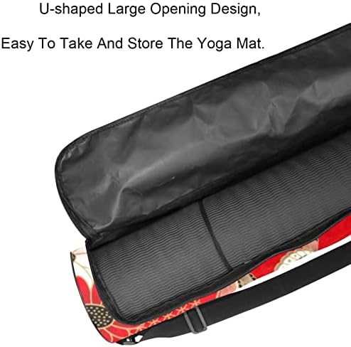 RATGDN Yoga Mat torba, crvena japanska cvjetna Vježba Yoga Mat Carrier full-Zip Yoga Mat torba za nošenje