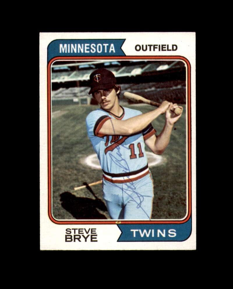 Ruka Steve Brye potpisala je 1974. topps Minnesota Twins autogram