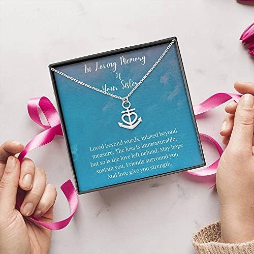 Nakit za karticu poruke, ručno izrađena ogrlica - personalizirano ogrlica za sidrenje poklona, ​​u ljubavnom sjećanju na vašu sestru, memorijalni pokloni za gubitak sestrinske poklone, poklon za saučešće, tugu,
