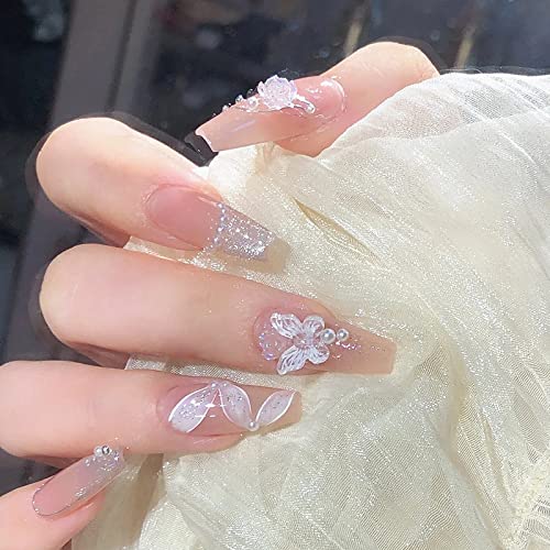 Pink Nude Diamond trodimenzionalni kristalni leptir lepak na lažnim noktima, veštački manikir prsta, višekratni