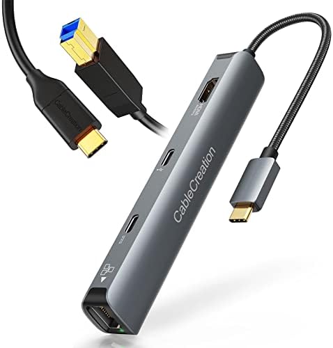USB C Hub Multiport Adapter, CableCreation 6-u-1 USB-C HUB Bundle sa CableCreation USB B to USB C kabl 4FT,