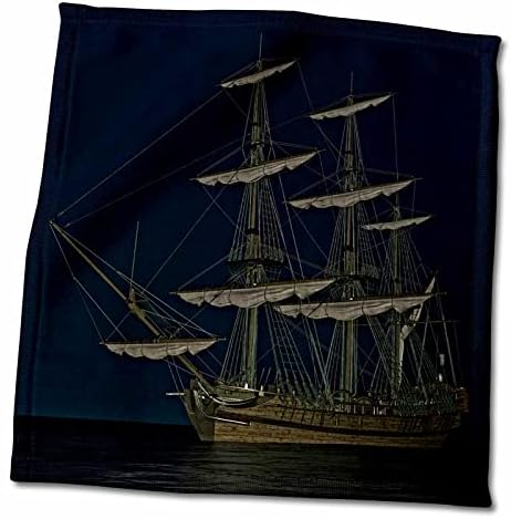 3drose Boehm grafički brod - brod u mirnim vodama u noći - ručnici
