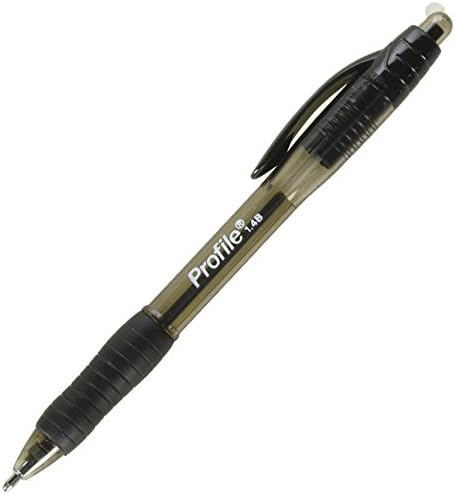 Papir Mate profil Ballpoint olovka, povlačenje, podebljano 1,4 mm, crne tinte, crna bačva, desetak
