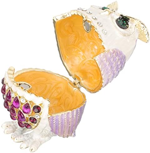 Cabilock owc dekor ručno oslikano sova trinketna kutija za zglobovi nakit nakit nakit organizator Vintage Bejeweled pohrane kutija Owl Figurine Kolekcionarni dekor domaćeg dekora
