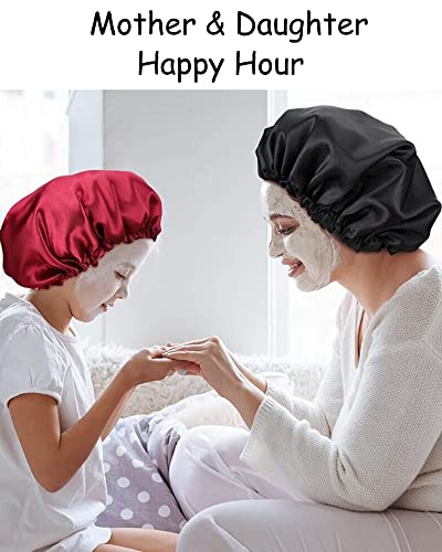 Satenska kapa za spavanje, Podesiva dvostrana svilena folija za kosu za spavanje, kapa za kosu za žene za zaštitu duge kovrčave prirodne kose
