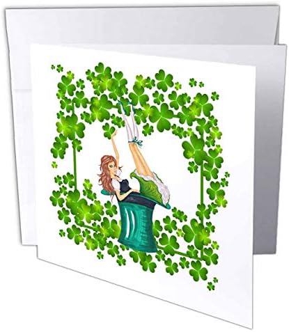 3drose Irska Holiday girl i Clover Frame-St Patricks Day-čestitka, 6 x 6 inča