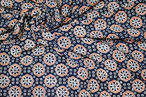 Etnički ručno rađeni Sanganeri Print pamuk okrugli cvijet i kvadratna kutija dizajn uzorak štampana pamučna tkanina krojenje tkanina zanat pamučna tkanina umjetničko djelo pamuk tkanina 10 Yard Fabric