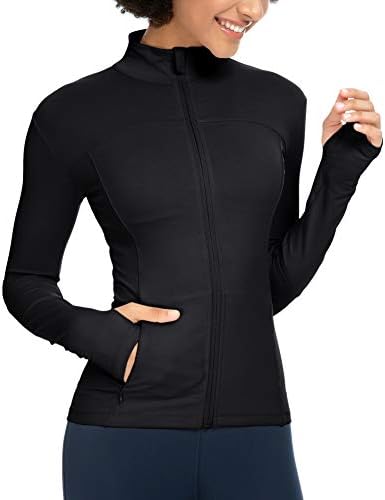 QUEENIEKE jakne za trčanje za žene, Cottony-meka puna patentna tanka atletska jakna za vježbanje sa džepovima