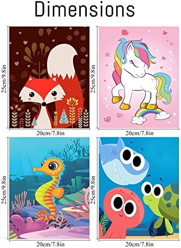 Rekkna 4 Pack DIY boja po broju za djecu, slatke životinje Boja po brojevima za djecu Agees 4-8, jednostavni