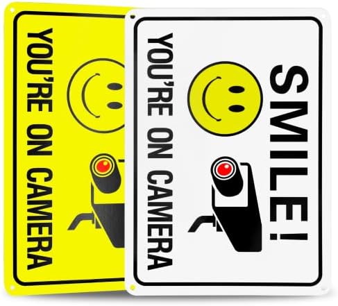 Murtenze 4pack Smile you're on znak kamere, znakovi Video nadzora vanjski aluminijumski znakovi upozorenja