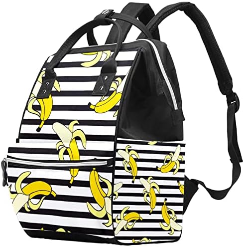 Banane na crnoj bijeloj prugastoj pozadini ruksaka ruksaka Baby Nappy Promjena torbe s više funkcija Veliki