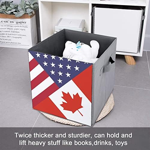 Amerika Kanada zastava PU kožnih skladišta za skladištenje Canvas Cube Organizator košara s ručkama