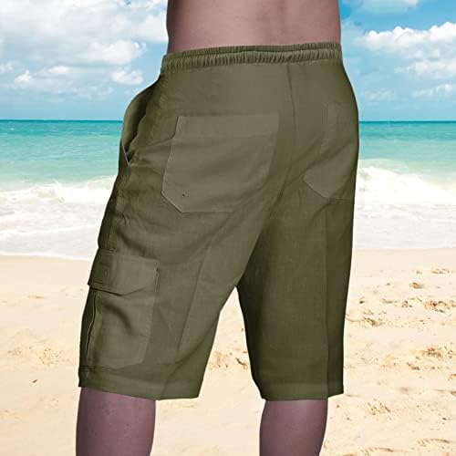 lcziwo muške lanene kratke hlače Ležerne ljetne kratke hlače za plažu s elastičnim strukom s vezicama svakodnevni