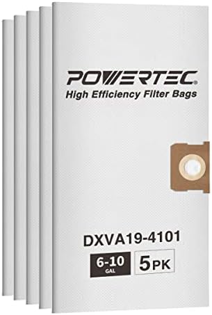 Powertec 75063 5 Pack filter torbe za DXVA19-4101, uklapa se 6-10 GAL ekstraktora za prašinu, DXV06P, DXV09P,