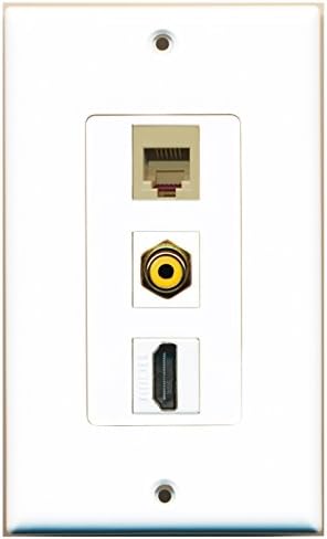 Riteav - 1 port HDMI i 1 port RCA žuti i 1 port telefon RJ11 RJ12 Bež ukrasna zidna ploča ukrasna