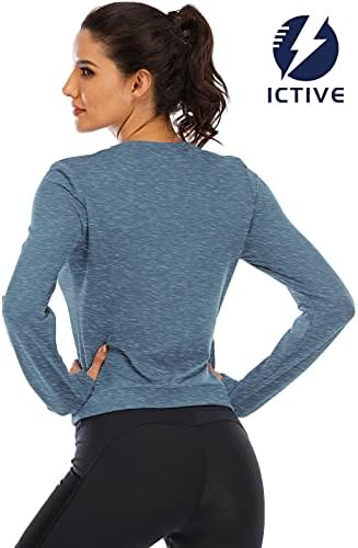 ICTIVE Dugi rukav Crop Tops for Women Loose Fit Yoga Shirts for Women Long Sleeve Workout shirt for women