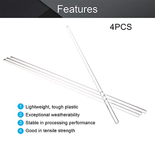 Fielect 4pcs Clear Acrylic Round Rod 5mm Clear Acrylic Rod Standard pleksiglas PMMA Bar tolerancija za DIY,