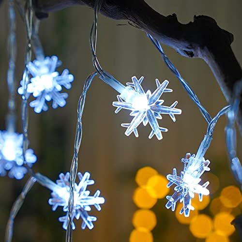 Byncceh Božić Snowflake žičana svjetla-9.8 FT 20led Božićna žičana svjetla, 3aa / USB napajanje, Božićna